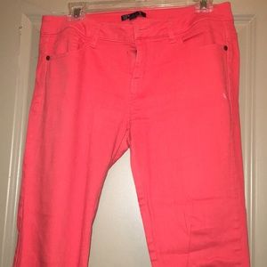 Fire Orange Cropped Skinny Jeans
